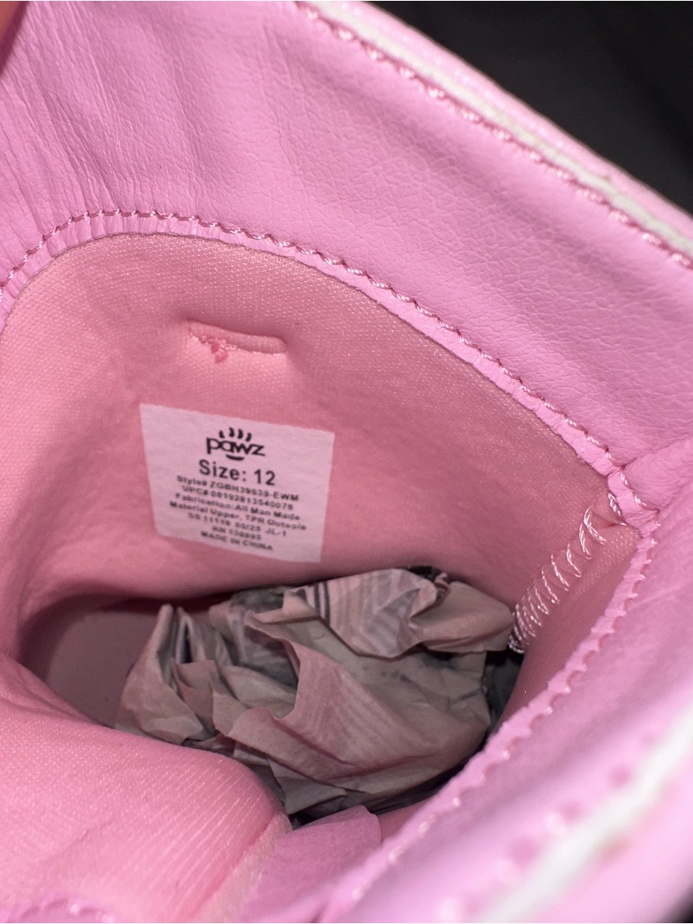 NWT Pawz Girls Pink Western Cowgirl Boots Faux Ostrich Size 12 Kids Side Zip - Picture 5 of 10
